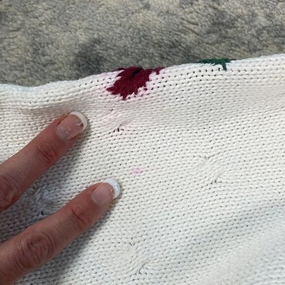 Northern Reflections Knit Ivory White Harvest Fall Leaves Sweater Crewneck Sz S - Picture 9 of 11